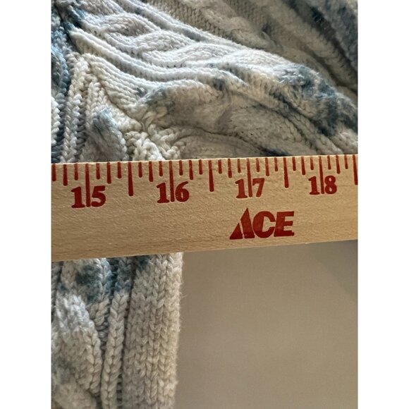 LoveShackFancy white blue floral cable knit puff sleeve sweater S cottagecore - Picture 7 of 9